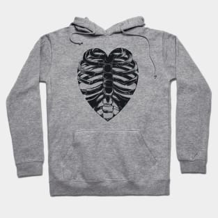 Skeletal bones of the human chest in the shape of a heart Hoodie